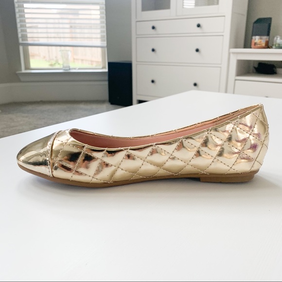 Used Forever Gold Quilted Flats Upgrade-14, size 8 (no box) - Picture 3 of 12